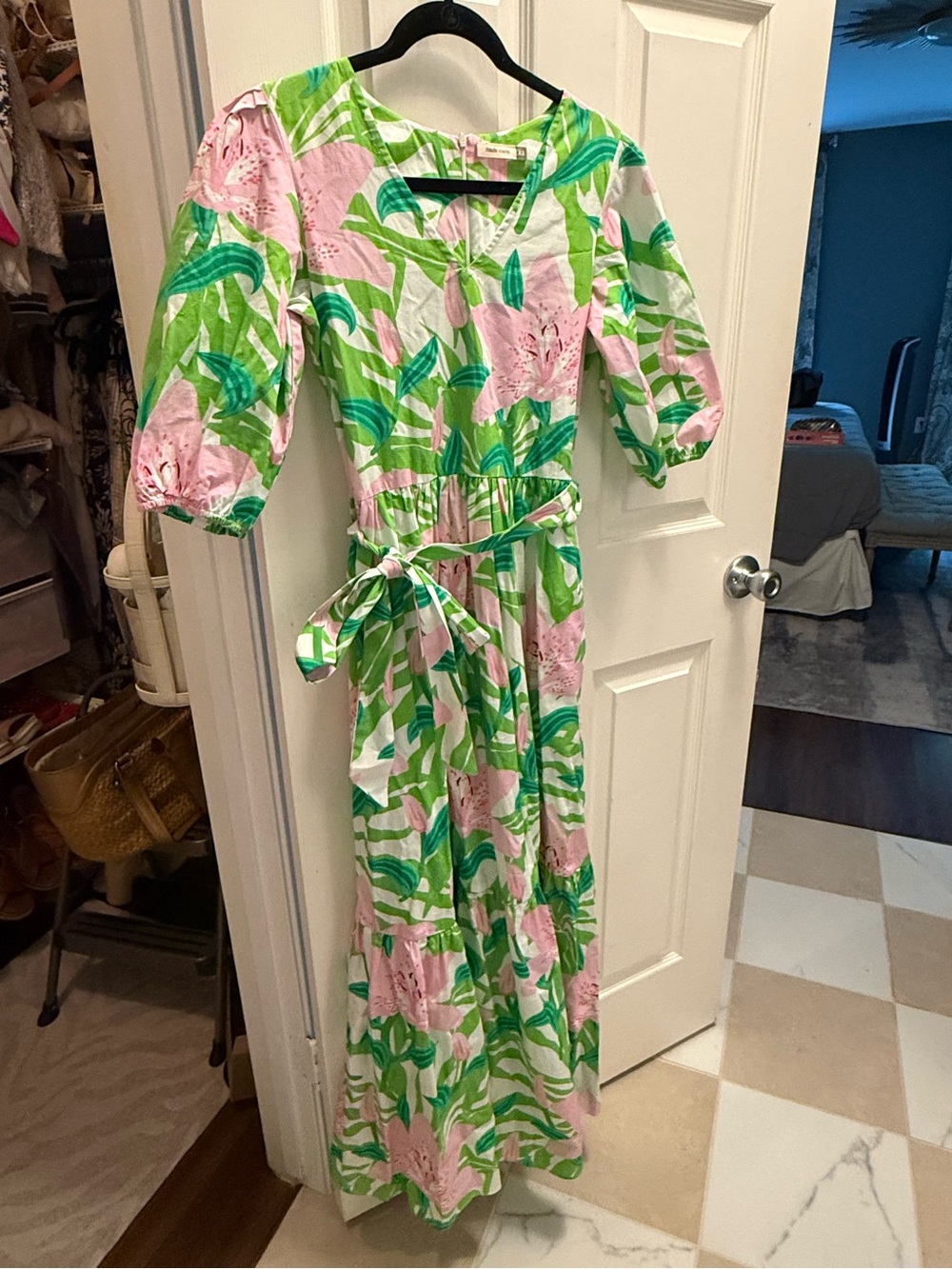 Maude Vivante Pink & Green Floral Maxi Dress